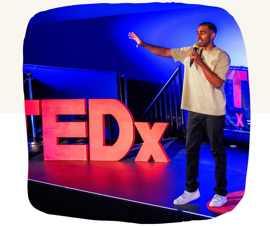 Dr Sandhu speaking at TEDx